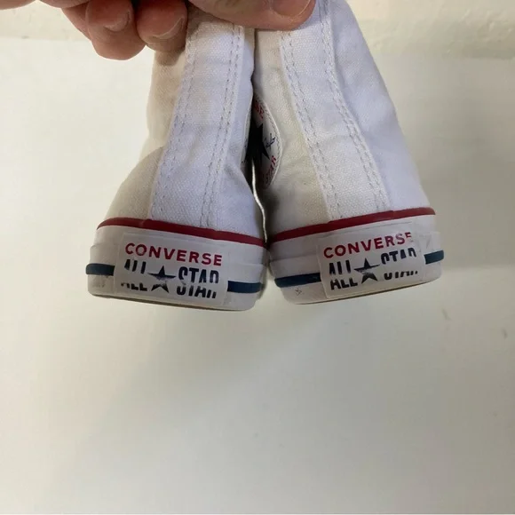Converse Chuck Taylor All Star White Canvas High-Tops with Red and Blue Accents - Picture 6 of 16